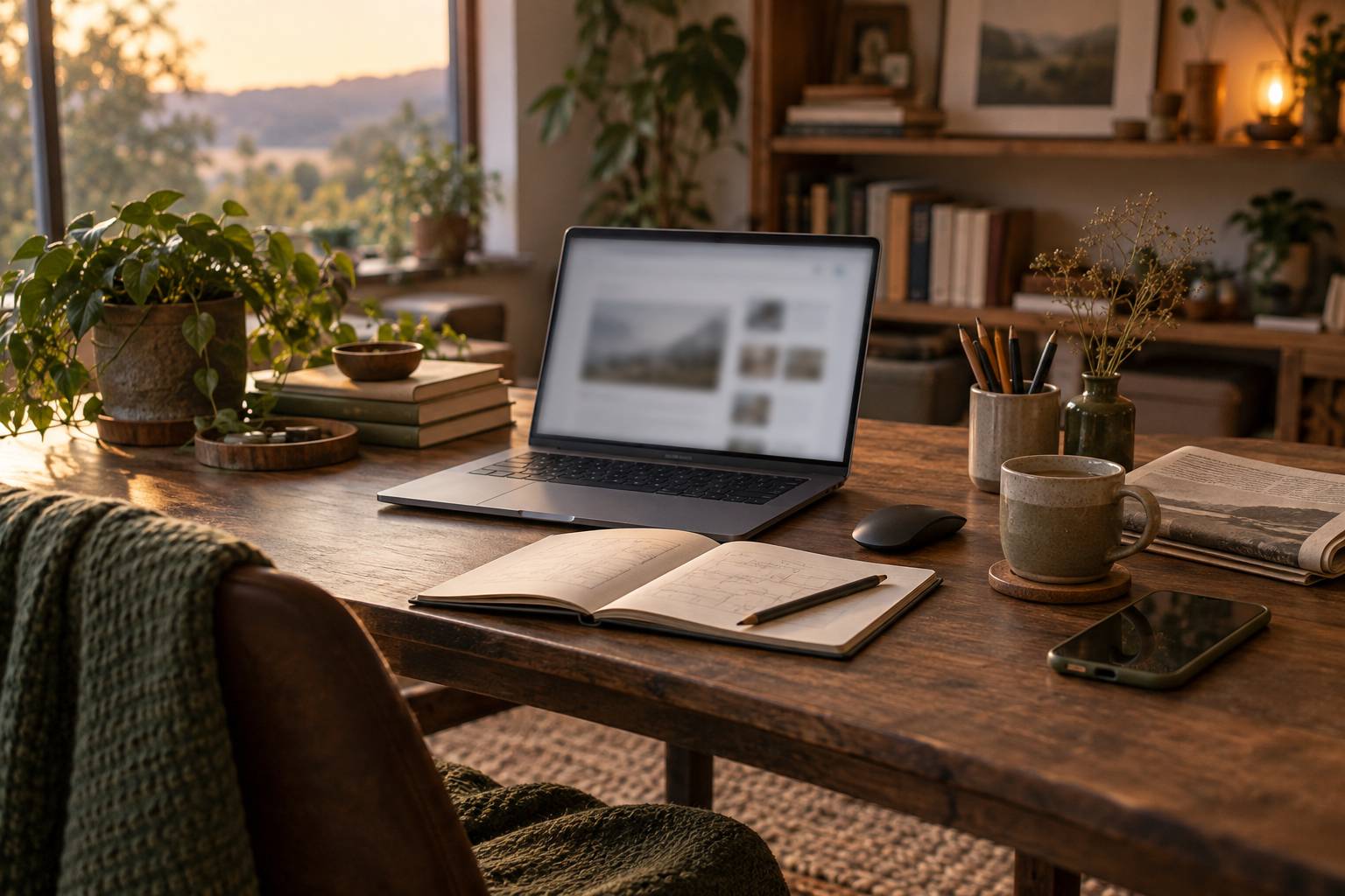 Ordinateur portable et carnet de notes pour une recherche d'annonces